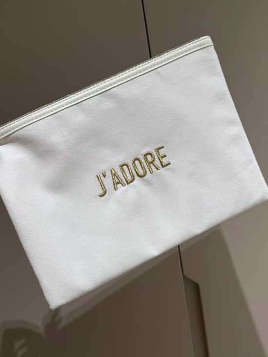 Dior Handbags - New Dior Beauty White Pouch with Gold J’ADORE Lettering